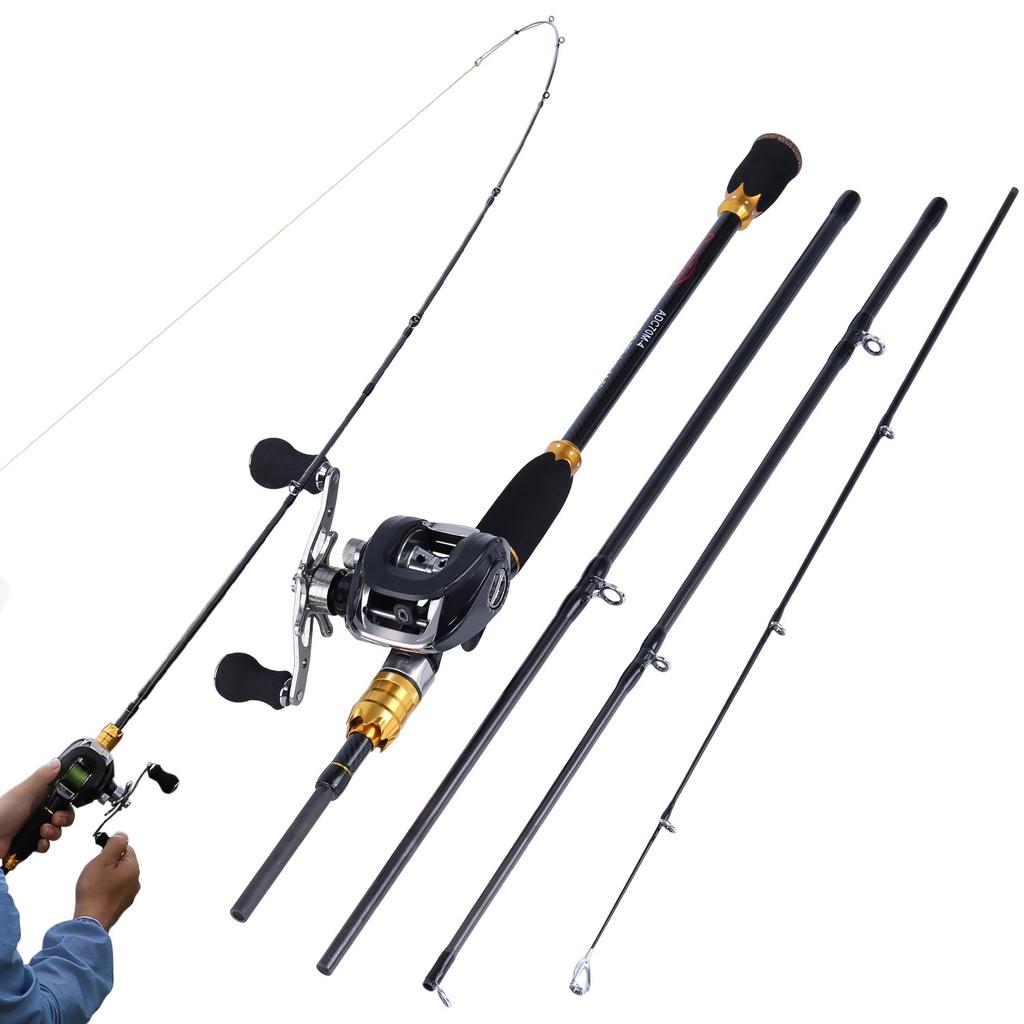 Sougayilang Fishing Reel and Rod Combos,24-Ton Carbon Fiber Fishing Poles with Baitcasting Reel,11+1 Ball Bearings for Travel Freshwater