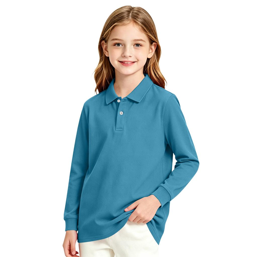 Girls Long Sleeve School Uniform Top Casual Dressy T-Shirt for