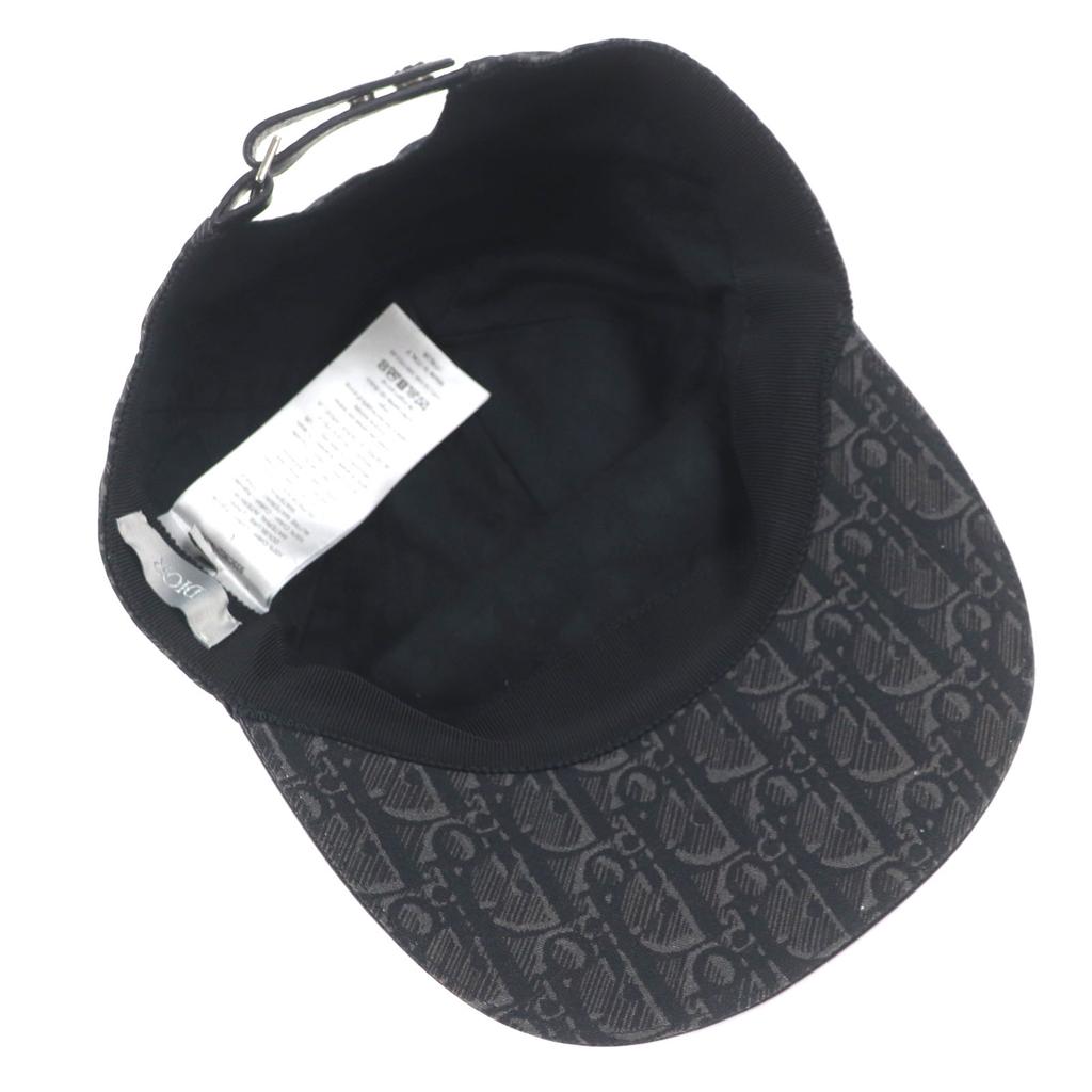 Great DIOR Cap Oblique Leather Baseball Hat Dark Gray Cotton Mens L 933C902H4835 Used
