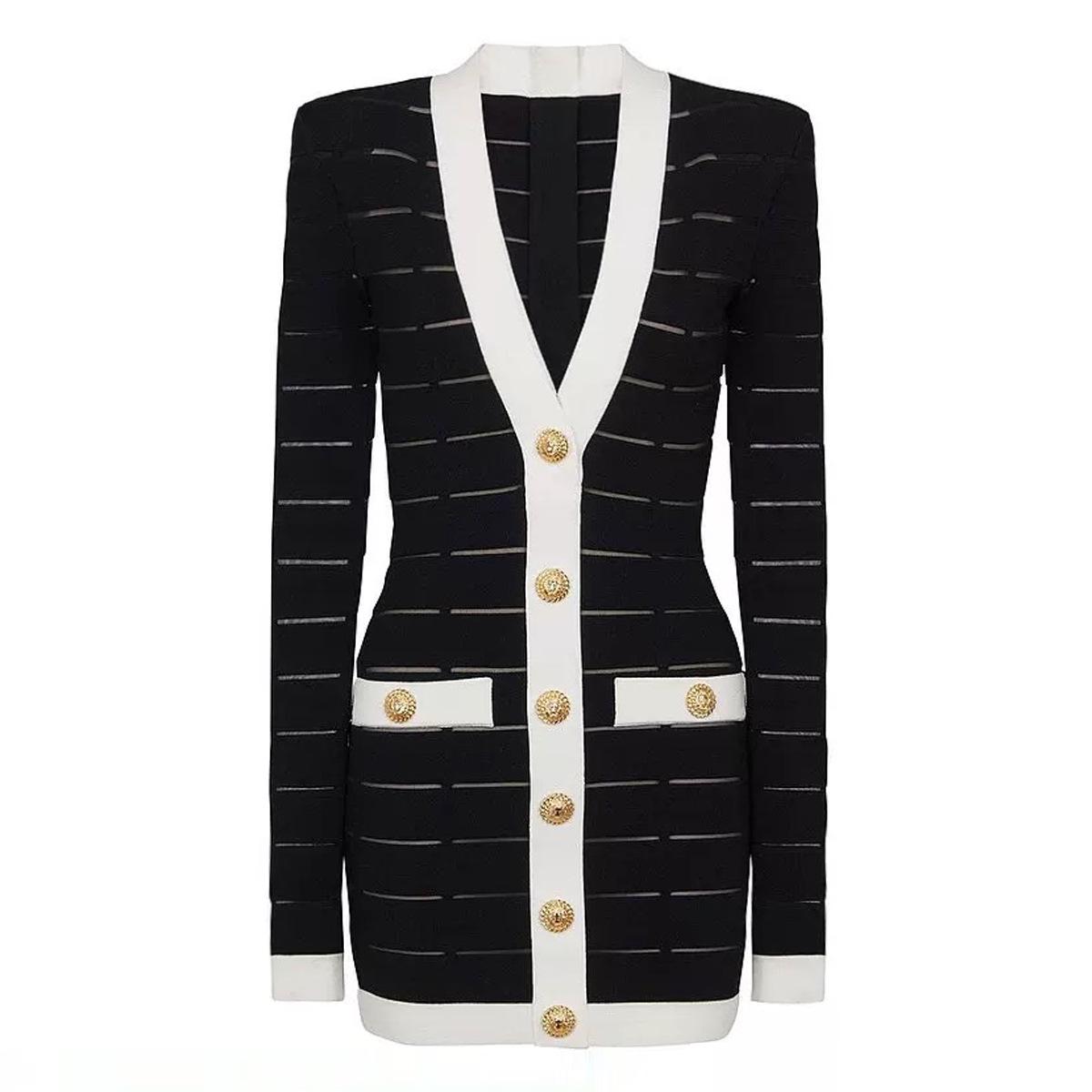

2025 Autumn/Winter Women s High-Quality V-Neck Slimming Knit Dress Small