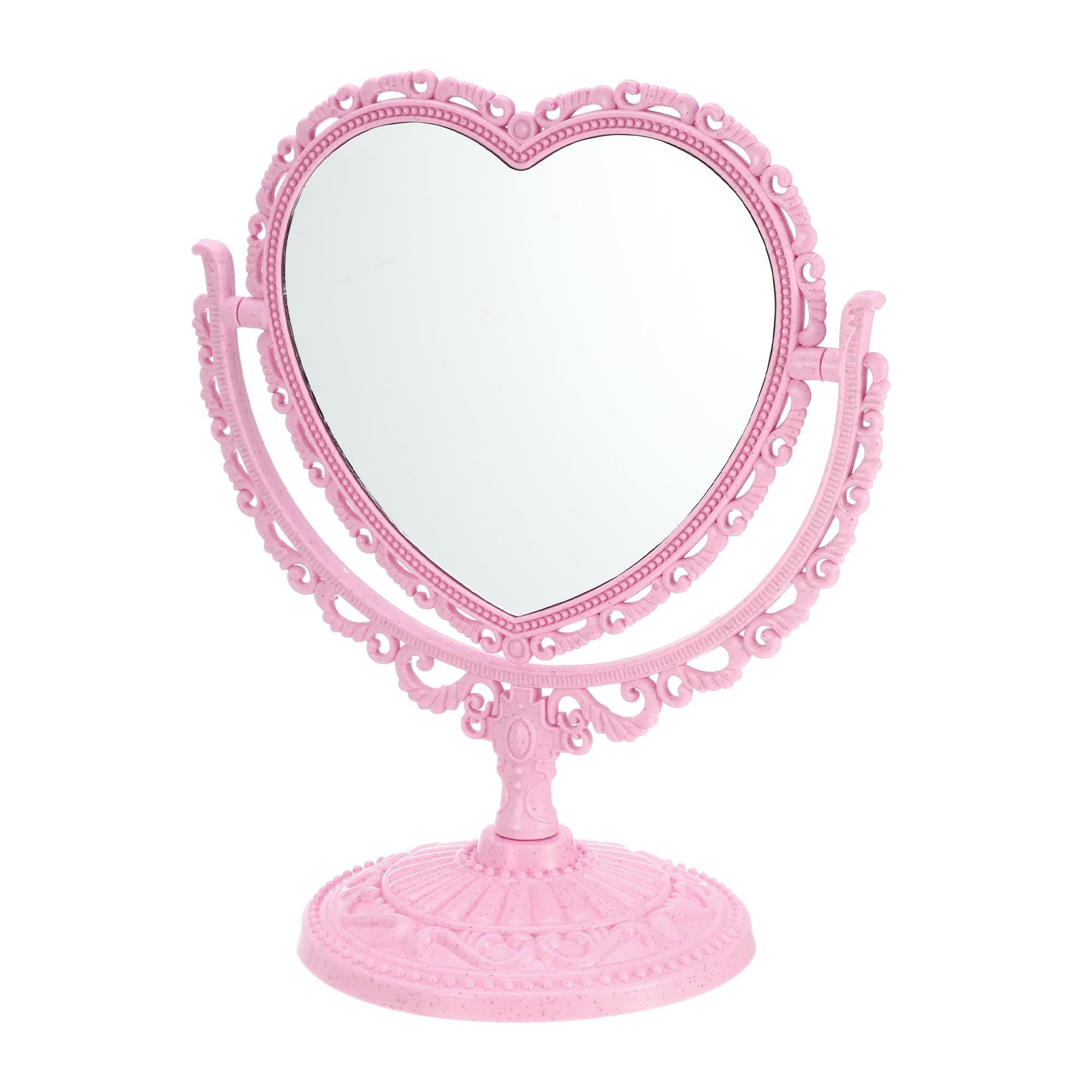 

VOCOSTE Makeup Tabletop Vanity Stand Antique Pink Mirror, Mirror, Mirror, Double-Sided Heart-Shaped Mirror, 360-Degree Rotation, розовый