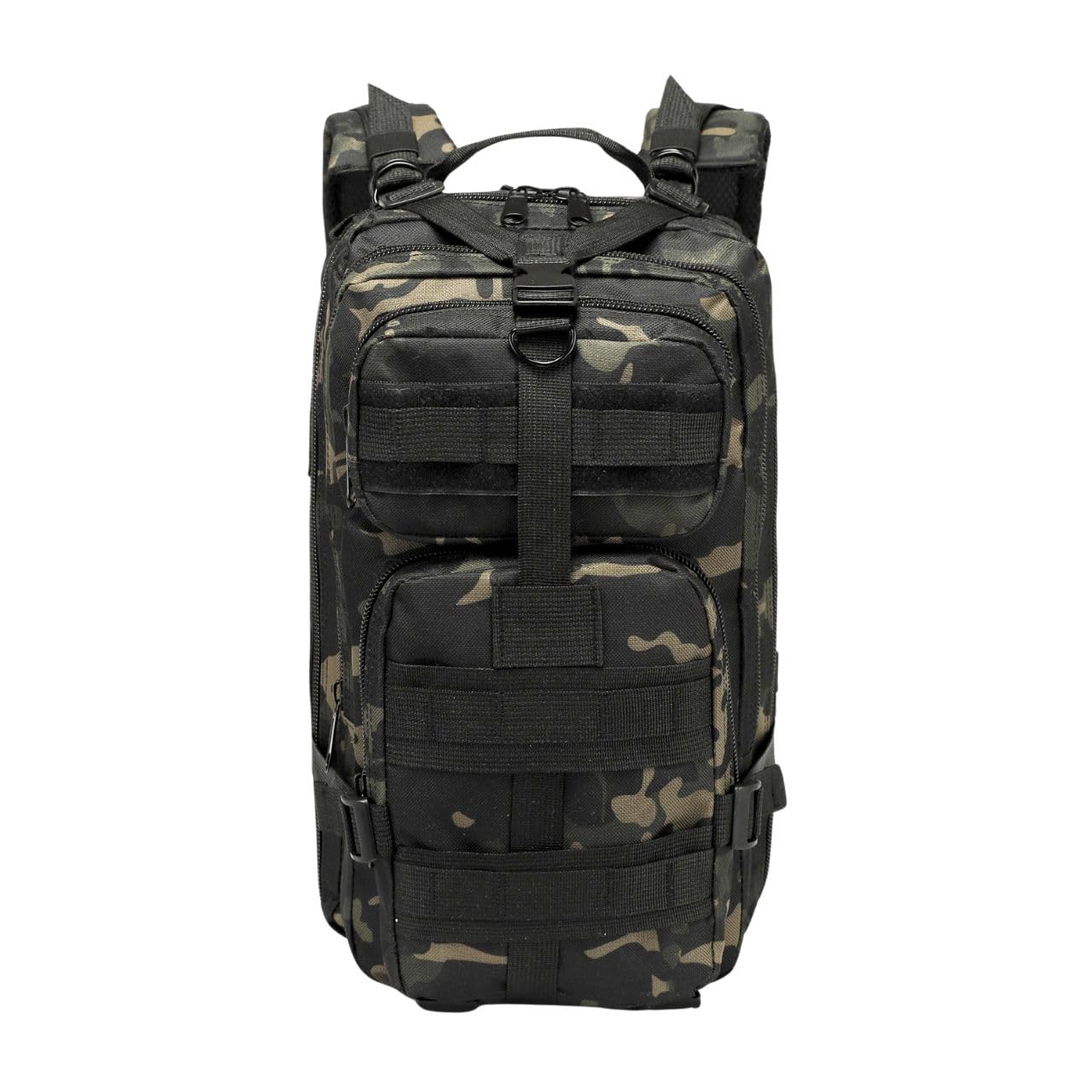 

Military Camouflage Emergency MOLLE Hiking CP Backpack, Outdoor, Fishing, Airsoft, Preparedness, Lightweight, Durable, System, Camping, (Black Camo)