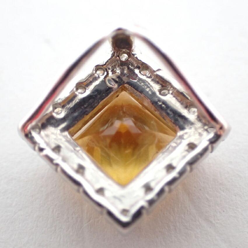 [Used] K14WG Citrine Diamond Pendant Top/j16-21