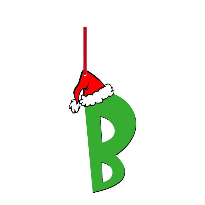 1Pcs Christmas Decoration Green Letter Hanging Christmas Tree Pendant Ornament for Home Decor Navidad New Year 2026 Accessories