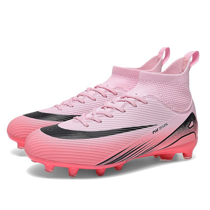 High-Top Football Shoes Tf Broken Nails Artificial Turf Ag Nails Leather Feet Men And Women Children And Adolescents Training Shoes
