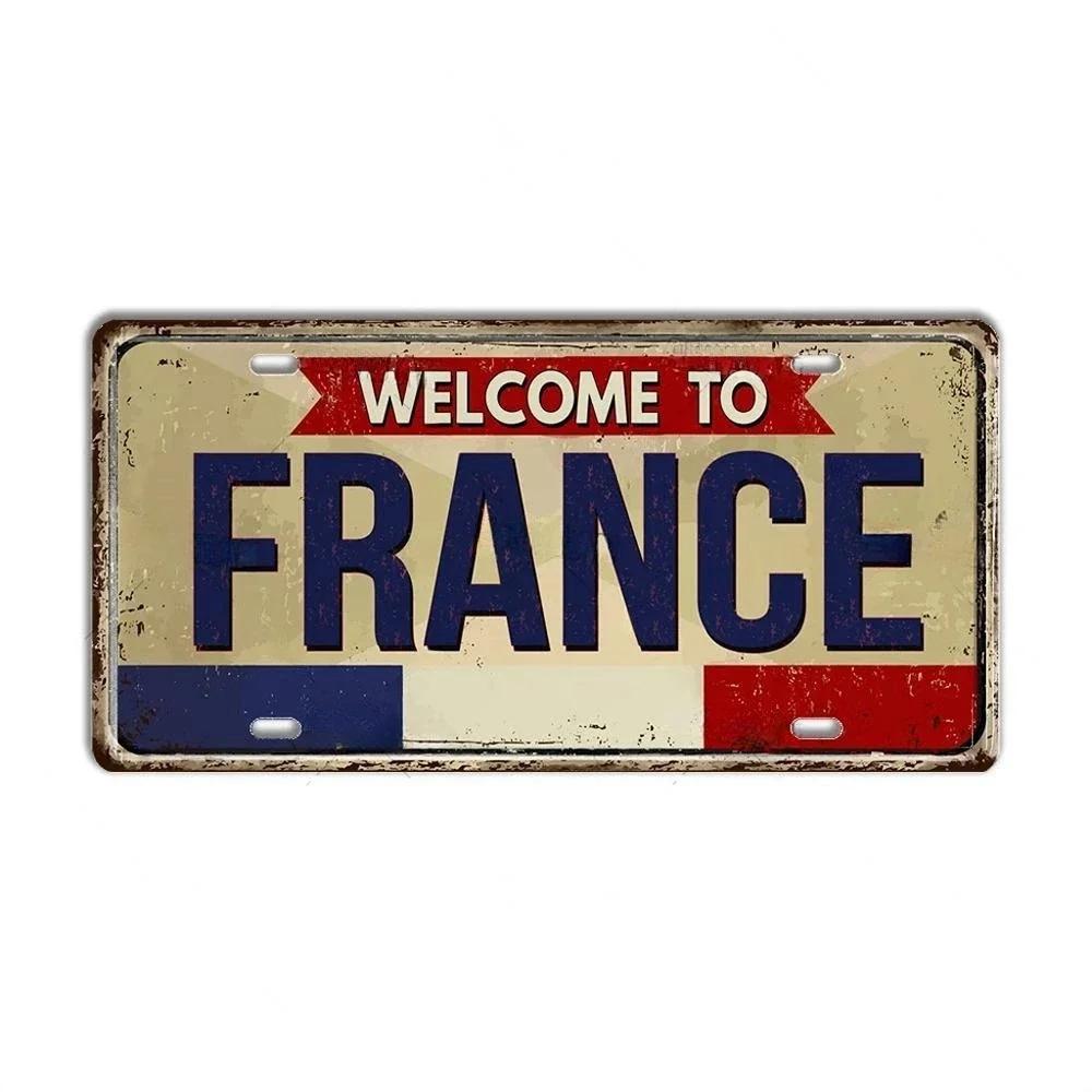 Vintage France City Plate PARIS/LYON/MARSEILLE Flag Poster Metal Plaque Aluminum Sign Man Cave Garage Club Bar Cafe Wall Decor