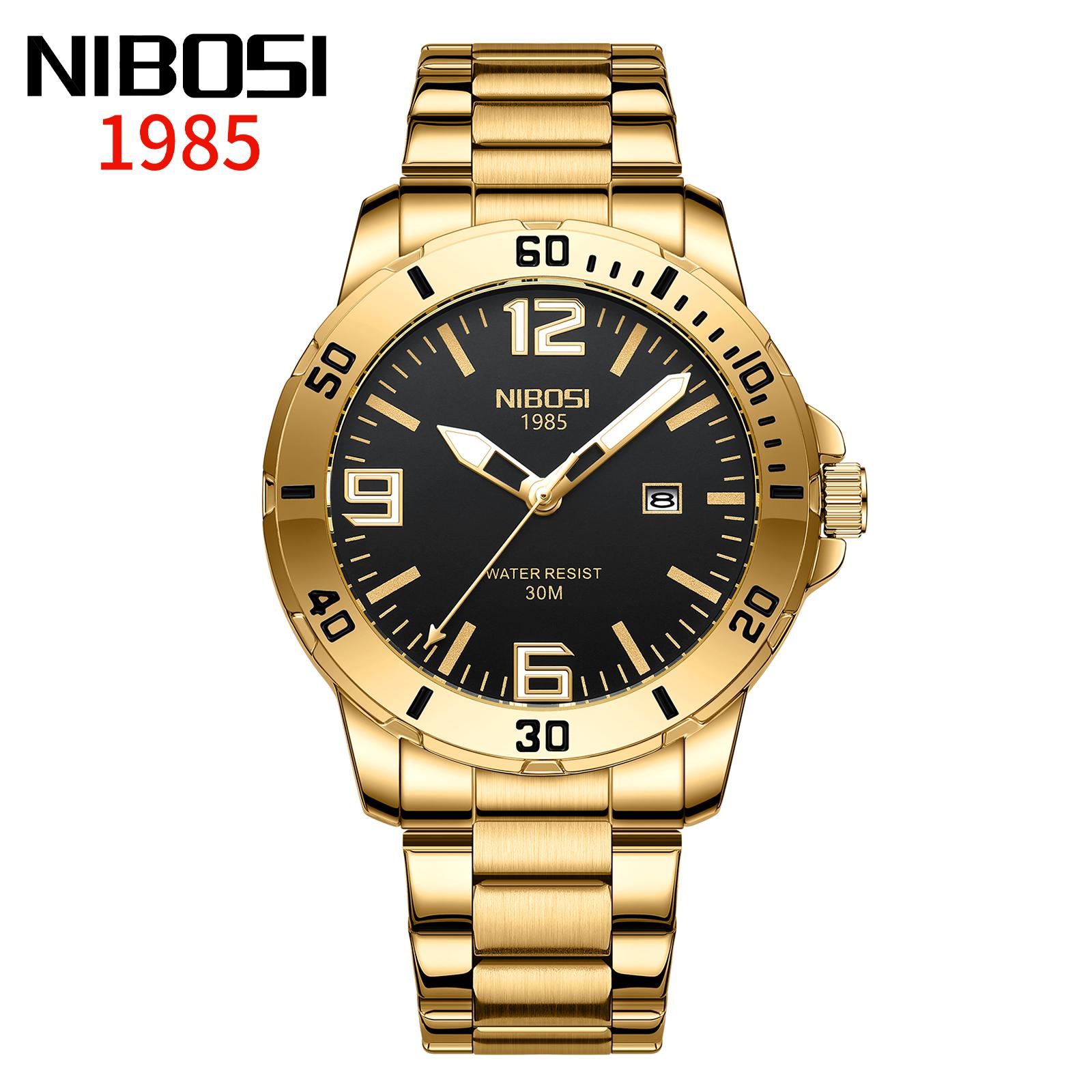 NIBOSI 2589 Luxury Fashion Design Business Quartz Watches Luminous Hands Waterproof Men Watch Stainless Steel Band Wristwatch NIBOSI 2589