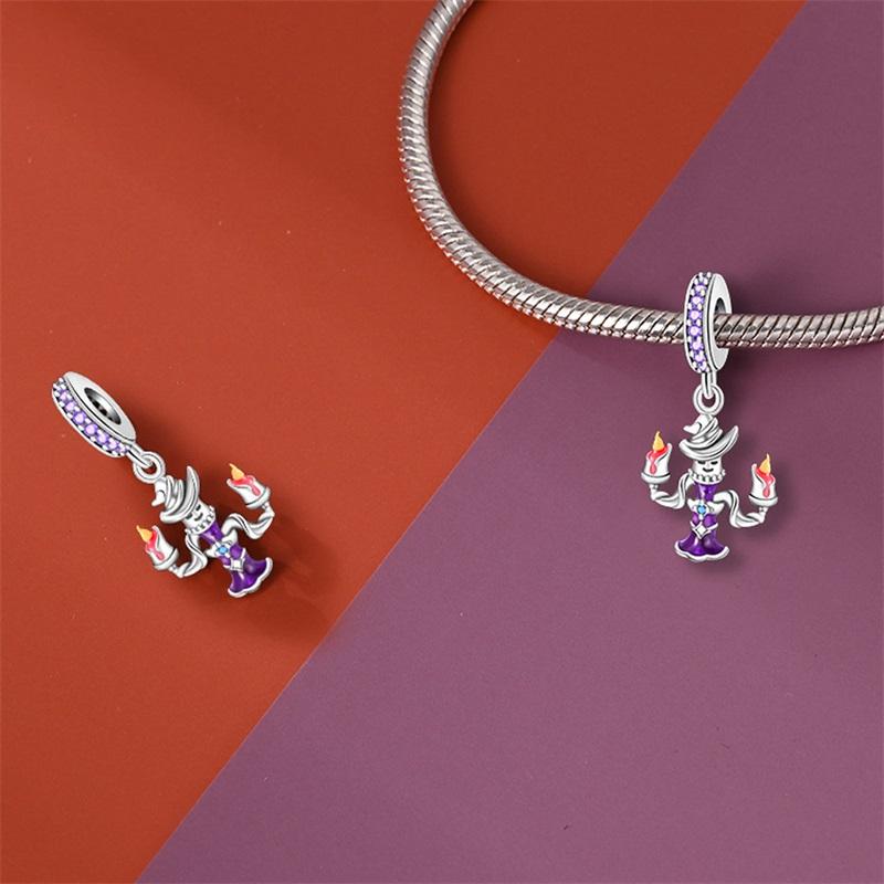 Colorful Copper Purple Witch & Eagle Dangle Charm Fits Bracelet For Women Diy Halloween Pumpkin Beads Party Gift