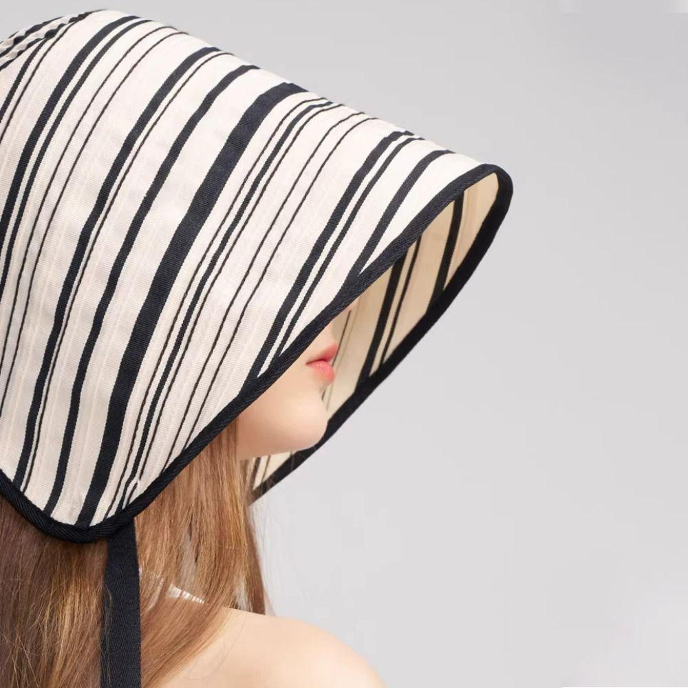Solid Color Summer Sun Hat Wide Brim Bucket Hat Casual Sunscreen Visor Cap  Beach