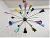 Mid Century 24 Multi Color Shade Metal Big Sputnik Chandelier Light Designer Ceiling Fixture Mid Century Ceiling Light Fixture