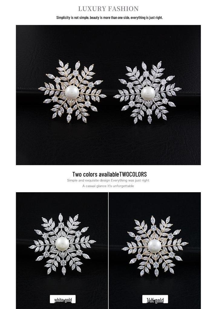 High-End Zircon-Inlaid Camellia Pearl Brooch for Women – Elegant Anti-Exposure Corsage Pin