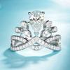 Women Luxury Pear Crown Ring Simulated Diamond Engagement Ring with Colored Gemstones