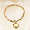 Minimalist Stainless Steel Heart Charm Bracelet Women O-Link Chain Gold Or Tone Fashion Daily Wear