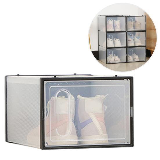 Shoe Storage Box Transparent Visible Square Shape Stackable Large Space Store Shoes Hollow Out Back Breathable Shoe Organizer Household Stuffs