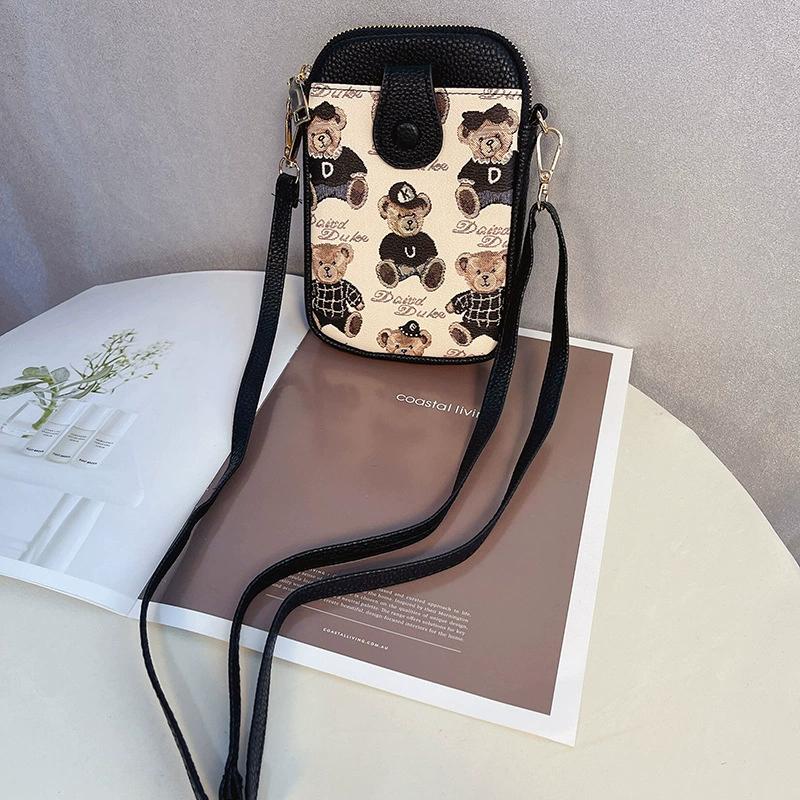 Ethnic Pattern Mini Crossbody Phone Bag for Women Double Zipper Leather Small Shoulder Pouch with Card Slots Strap for Travel & Daily Use