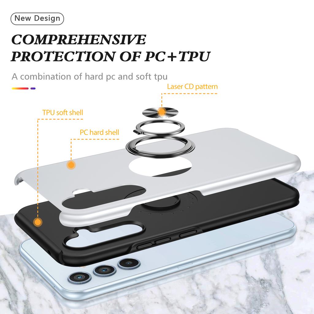 For Samsung Galaxy A16 5G/A16 4G Case PC+TPU Phone Cover with Rotatable Ring Holder