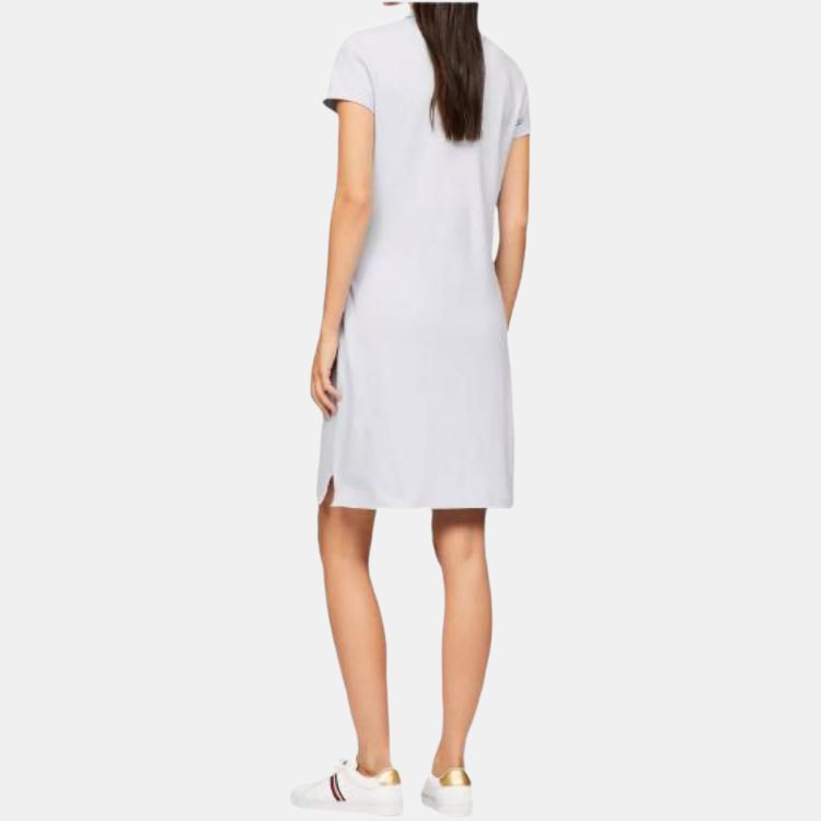 Tommy Hilfiger Solid Color Logo Embroidered Slim Fit Midi Short Sleeve Dress Women dresses Light-Blue 76J4866-C1O