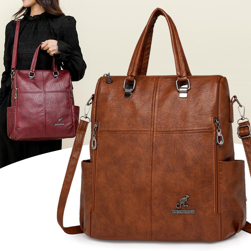 Damski plecak vintage wielofunkcyjny skórzany PU torba na ramię dużej pojemności ręczna torba crossbody do codziennych dojazdów do pracy i weekendowych wyjść