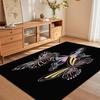 Weicher rutschfester pastellfarbener Schmetterlings-Teppich mit buntem Trio-Design auf schwarzem Hintergrund für Kinderzimmer Schlafzimmer Wohnzimmer Dekoration