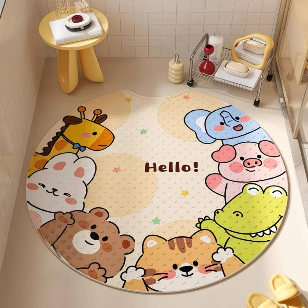 Tappetino da Bagno Antiscivolo a Cartoni Animati per Bambini - Tappetino per Piedi Antiscivolo con Ventose
