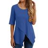Womens Top Irregular Round Neck Shirt Half Sleeve Blouse Plus Size Color