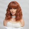 ALAN EATON Short BOB Synthetic WIGS Orange Brown Curly Wig with Bangs for Women Cosplay Daily Party Heat Resistant Fiber Wig