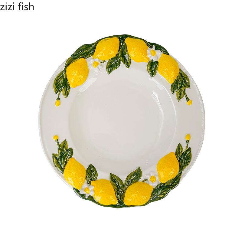 Creative Ceramic Lemon Plate Dining Plate Fruit Plates Snack Bowl Salad Bowl Pasta Dish Western Style Steak Plates Sushi Dish