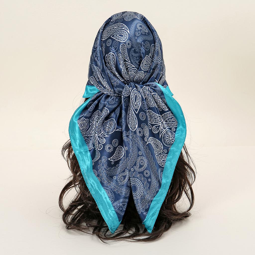 90*90cm Women Scarf Silk Feeling Hair Neck Square Brand Office Bandanna Muffler Waiter Flight Attendants Handkerchief Rings Wrap