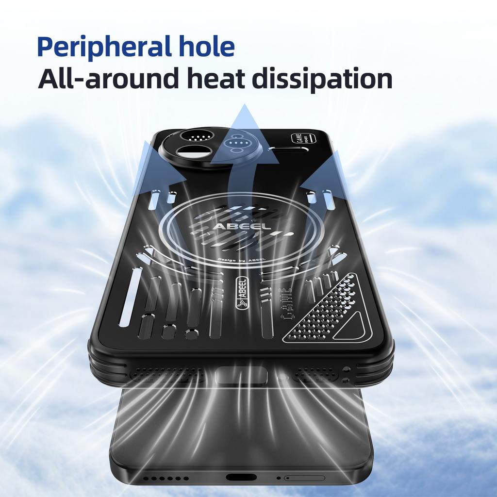 ABEEL For Xiaomi Redmi K80 Pro 5G/Poco F7 Ultra 5G Magnetic Case Aluminium Alloy+PC+TPU Hollow Heat Dissipation Phone Cover