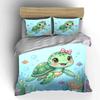 Cartoon Turtle with Pink Bow Bedding Duvet Cover Set  (1*Duvet Cover 2*Pillowcases, without duvet insert)