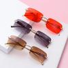 Rimless Rectangle Sunglasses Retro Clear Ocean Lens Sun Glasses Cheetah Decoration Shades UV400 Eyewear for Women Men