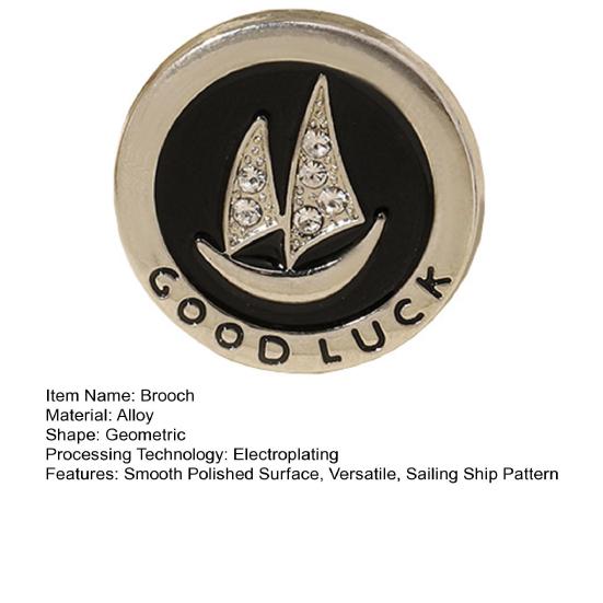 Brooch Pin Sparkling Rhinestones Inlaid Sailing Ship Pattern Smooth Polished Surface Suit Neck Badge Anti-exposure Buckle