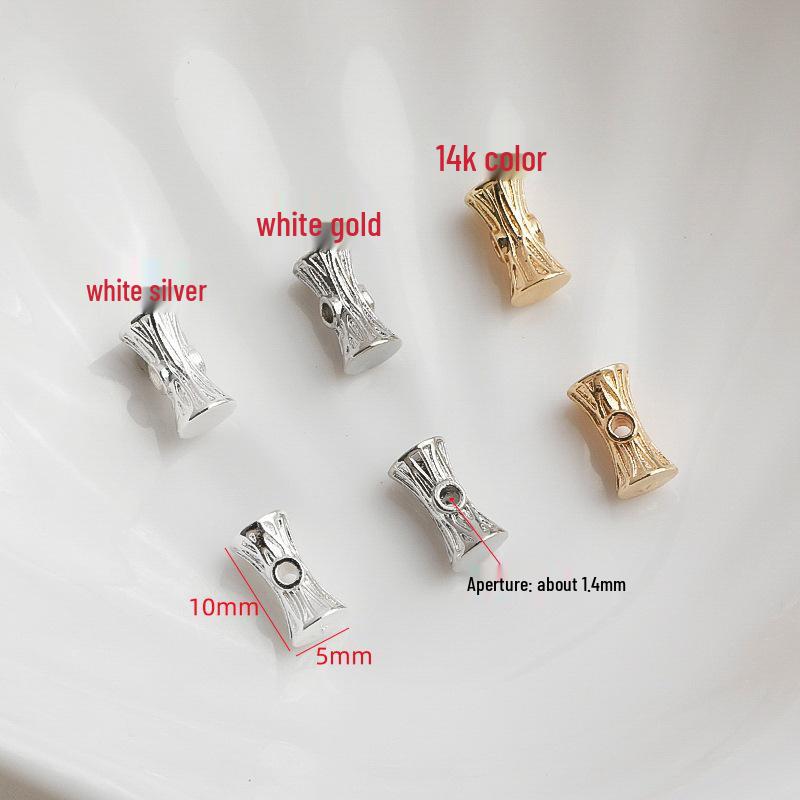 14K Gold Filled Tree Texture Bamboo Joint Spacer Beads for DIY Jewelry