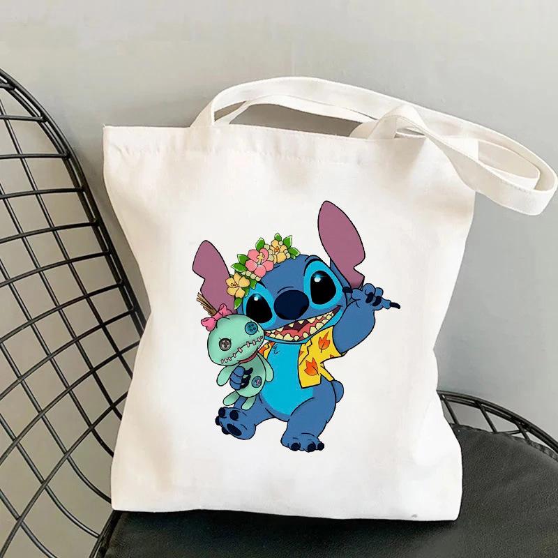 Lilo & Stitch Print Canvas Shoulder Backpack and Shopping Bag