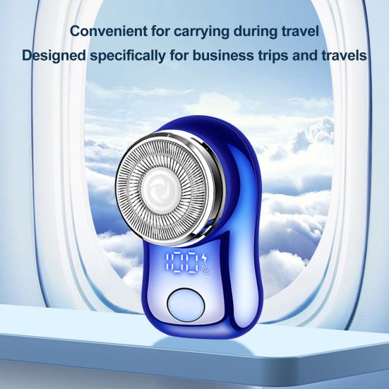 Mini Travel Shaver Men Electric with LED Display, Waterproof Wet And Painless Facial Hair Remover Dry Pocket Size Razor, USB Rechargeable Portable