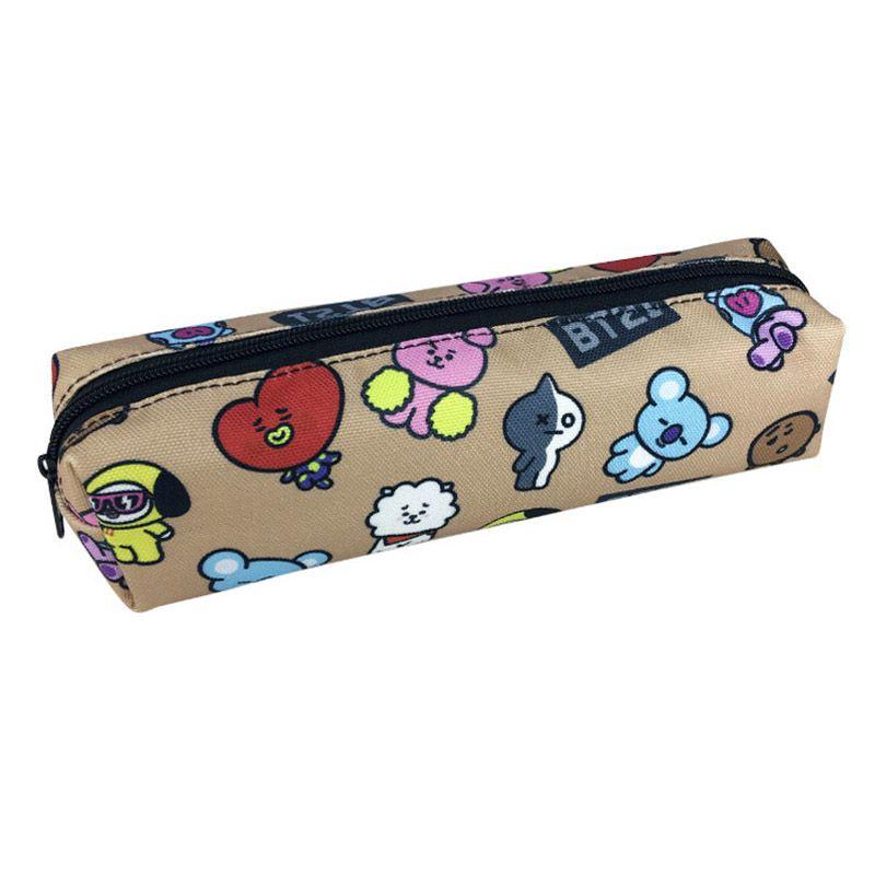 Bts Bt21 Malowanie Płótno Piórnik Portmonetka Saszetka na Makijaż Przenośna Torba na Długopisy