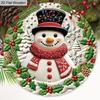 Christmas Wooden Sign with Snowman Pattern - Navidad Round Sign for Front Door, Wall Hanging Decor - Ideal Christmas Decoration