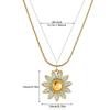 Elegant Enamel Sunflower Pendant Necklaces for Women Gold Stainless Steel Sunflower Necklace Praty Christmas Jewelry Gifts