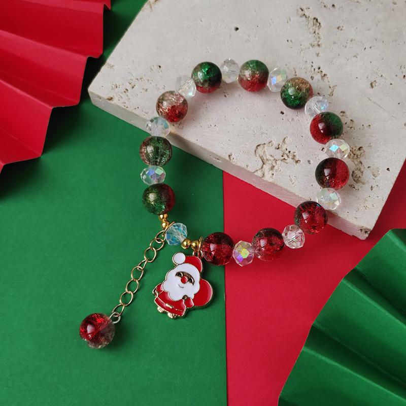 

European & American Christmas Crystal Snowflake & Santa Pendant Bracelet