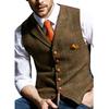 Men's Vests Tweed Suit Business Clothing for Men Striped Waistcoat Punk Vest Groomman Wedding Brown Black Grey Jacket Bleazer