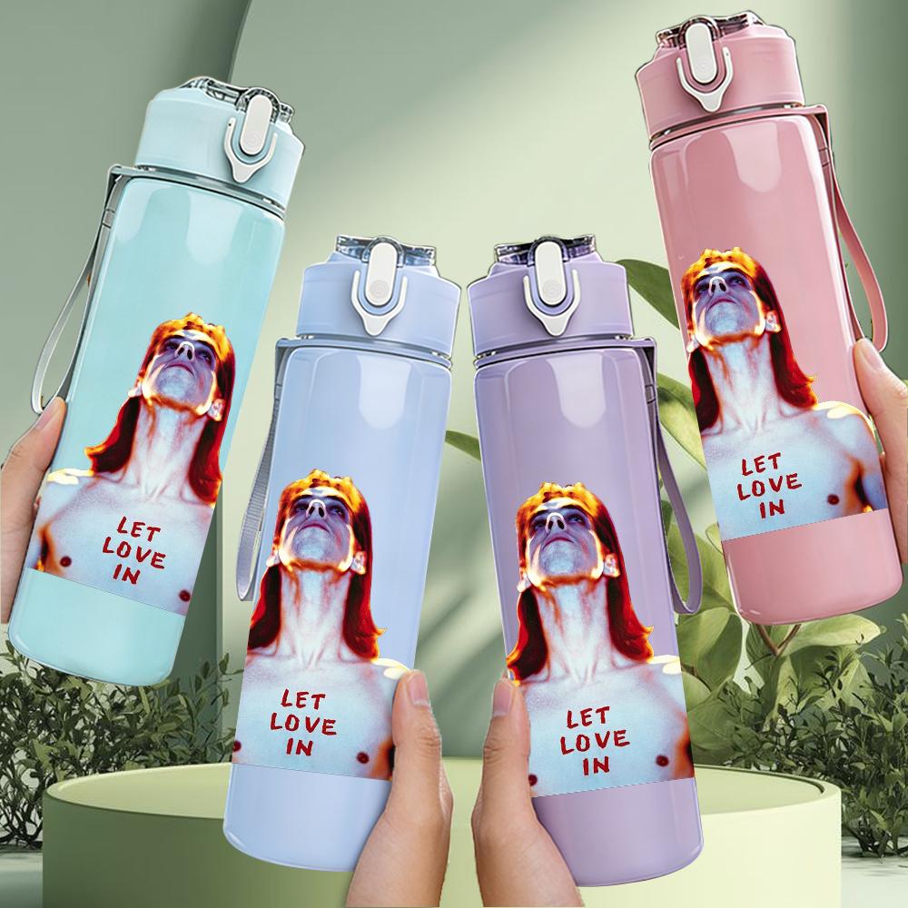 1PC Retro Red Head Female Minimalist Portrait Print 750ml Portable Sports Water Bottle Leakproof Gym Outdoor Travel Drink Cup