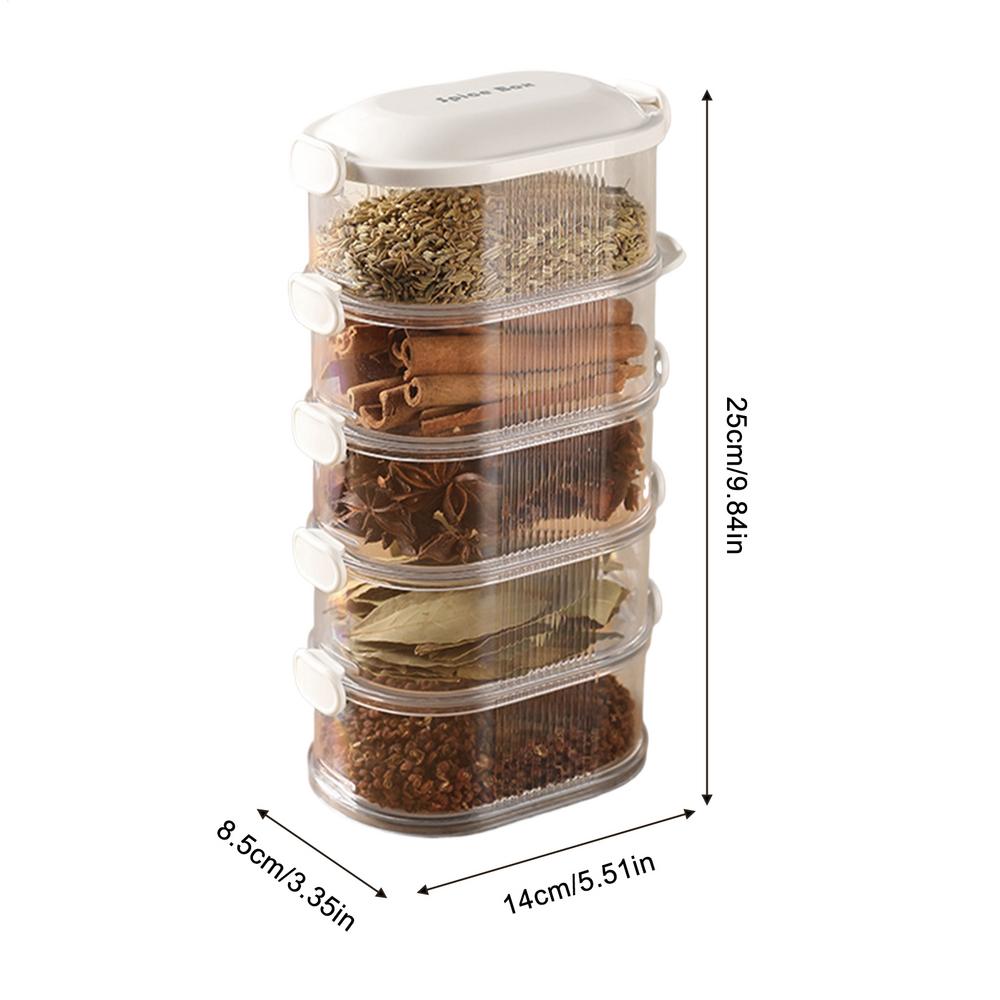 Stackable Spices Storage Boxes Plastic Seasoning Jar Multi-Layer Food Container Crisper Cereal Coffee Beans Sealed Organizers