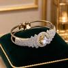 Women Bangle with Buckle Opening Closing Design, Sparkling Cubic Zirconia Bracelet, Formal Wear Wrist Accessory