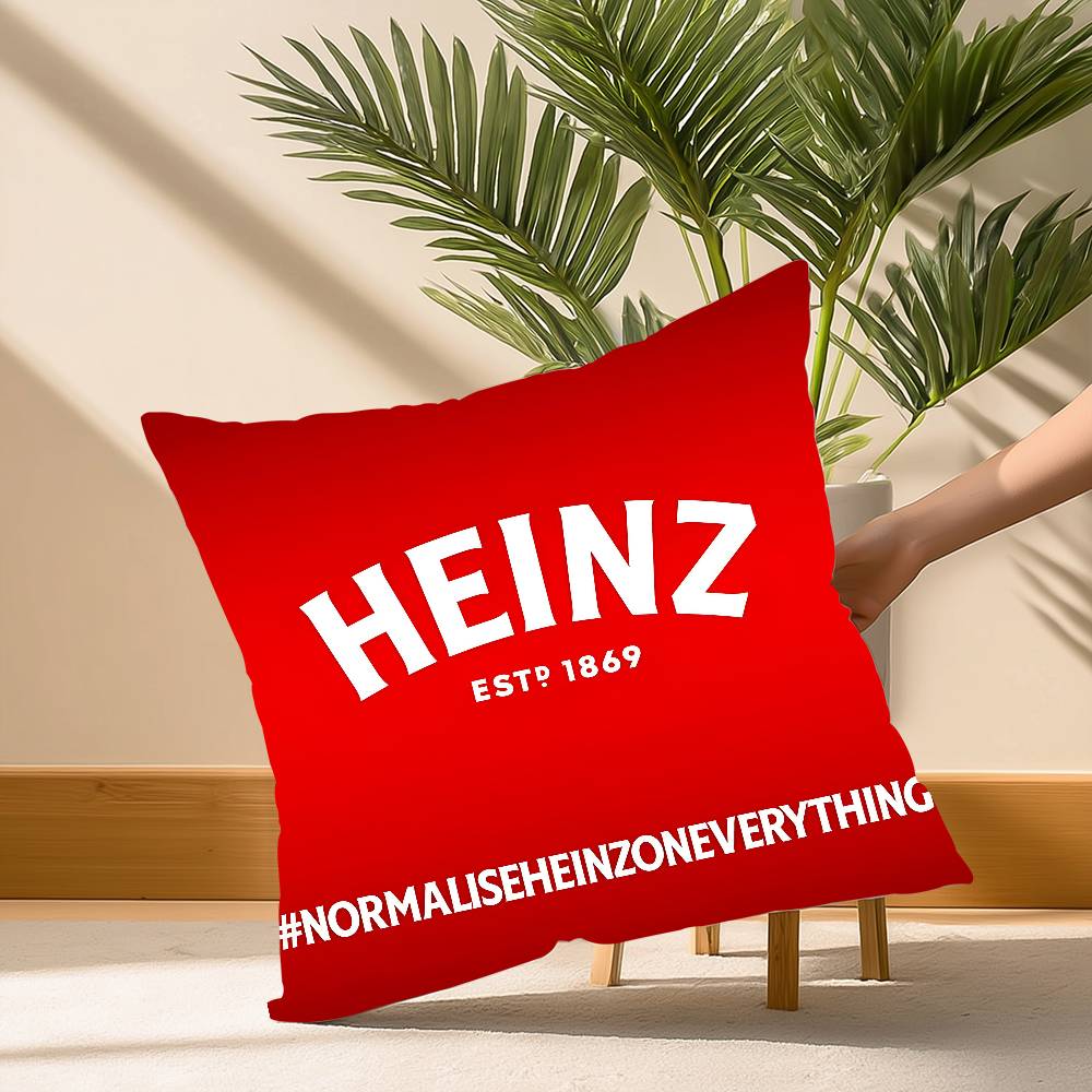 Забавная наволочка с этикеткой кетчупа H-heinzS, мягкая плюшевая ткань, двусторонняя печать, декоративная подушка для гостиной, подарок 30cm x 30cm
