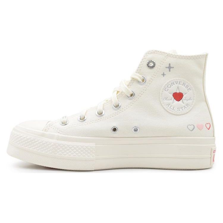 Converse Chuck Taylor All Star Platform Yüksek Y2K Kalp Kadın Spor Ayakkabıları Krem Egreti Ateş-Rüya A09114C