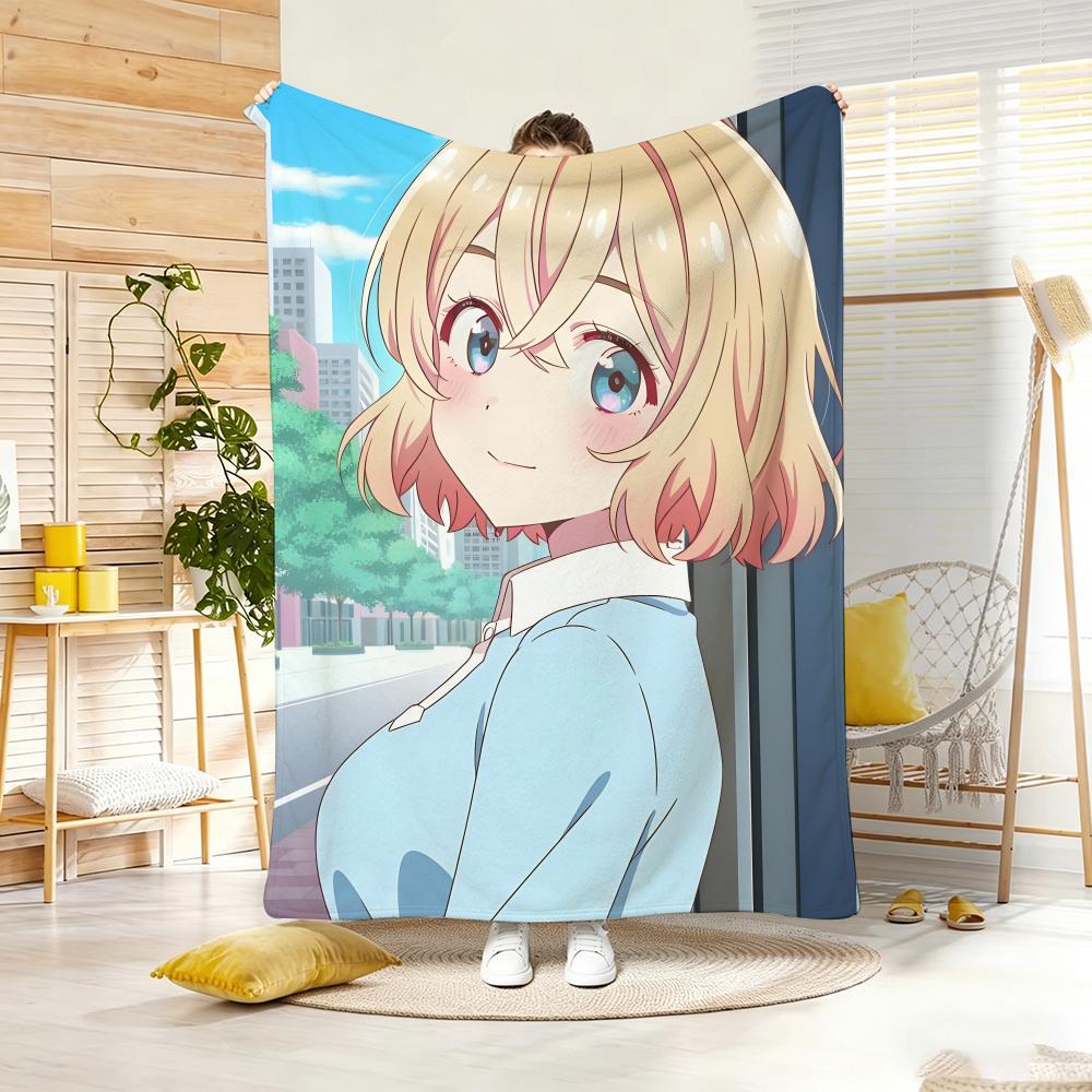 Comedy Anime R-rent a G-girlfriend Throw Lightweight 240g Flannel Blanket Soft Skin-friendly for Summer Cooling