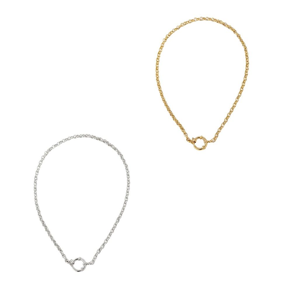 Simple Minimalist Choker Necklace Stainless Steel Collarbone Chain Circular Pendant Necklace  Gift