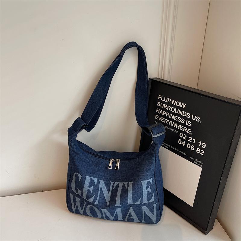 

Вместительная нишевая сумка подмышку для женщин, модная сумка на плечо 2025 весна и лето, модная простая повседневная сумка-тоут темно-синий