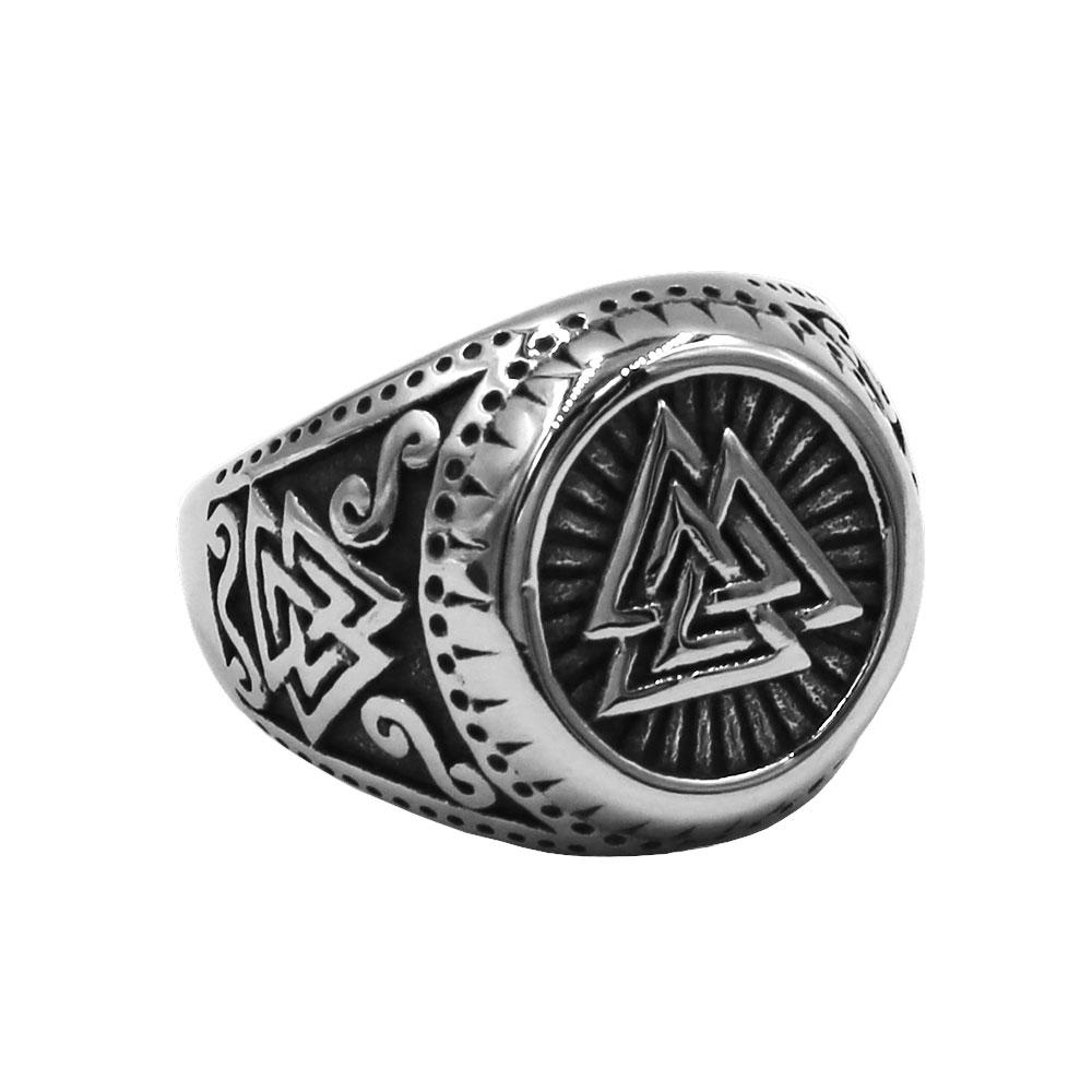 Norse Viking Rune Ring Stainless Steel Jewelry Odin Symbol Amulet Celtic Knot Charm Wedding Biker Mens Wholesale SWR0909