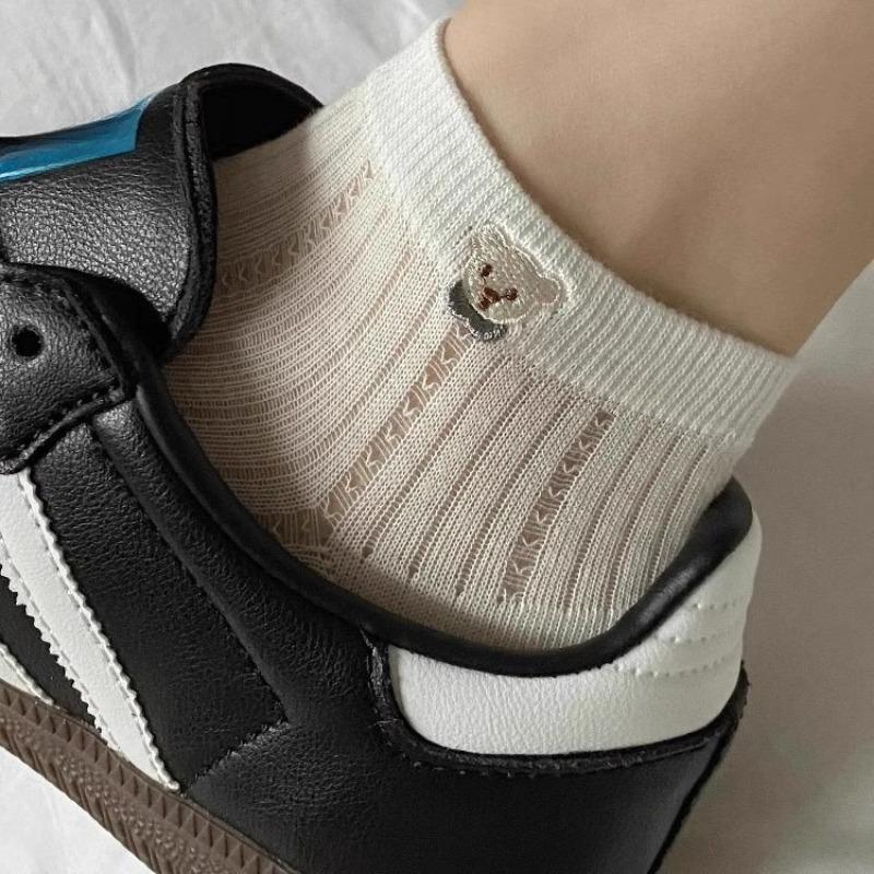 Female Spring and Summer Classic All Kinds of Dog Embroidery Mesh Wicking Sweat Deodorant Short Tube Cotton Socks